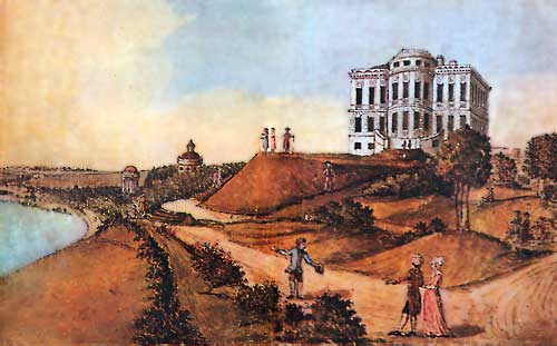 Вид на дворец (акварель А.Т. и П.А. Болотовых)